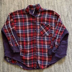 Free People Red and Blue Checkered Shirt